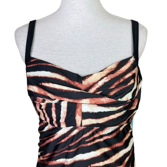 Antonio Melani NWT Tiger Animal Print Underwire Cut Out Tankini Swimsuit Top - Picture 3 of 13